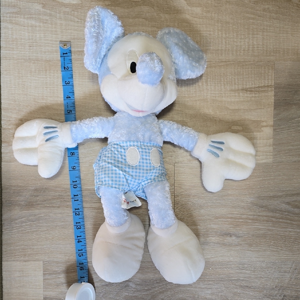 Vintage Disney Mickey Mouse Spring Pastel Gingham Blue. 16"